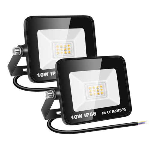 RIGIDON 2 Pcs Outdoor Flood LED Work Light, 10W 1000 Lumens Floodlight