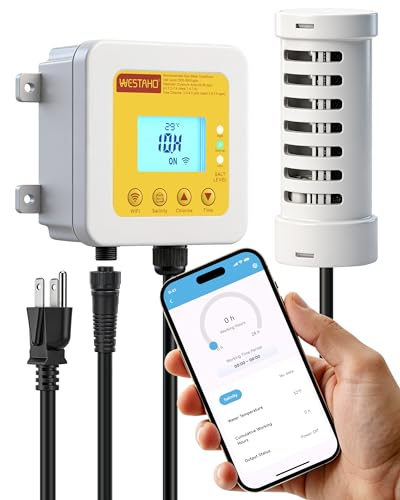 WiFi Salt Chlorine Generator Westaho Hot Tub Salt Water Conversion Kit with USA Titanium Salt Cell APP Monitoring & Real-Time Salt Alerts for Swim Spas Up to 2 200 Gallons