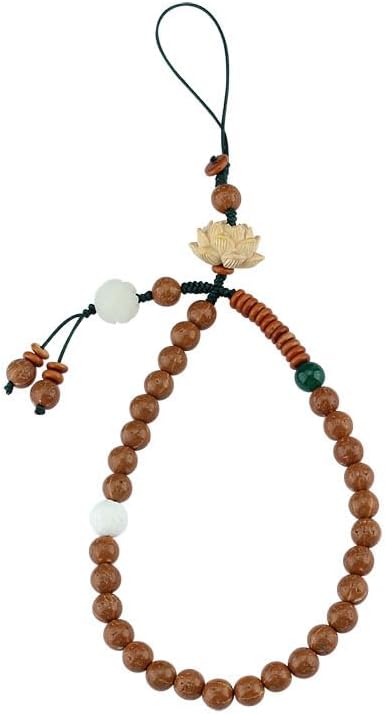 Mascot pendant Men's and Women's Wear Accessories 中国风手机链挂绳金刚菩提根莲花手机挂绳男女短款手腕绳防丢挂饰 1Pcs(金刚菩提莲短款手机链)