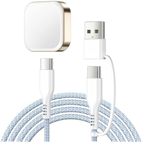 LVFAN Charger for Samsung Galaxy Watch Ultra 7, Charger Cable Stand Nylon Braided Cord, USB C Detachable Charger Dock for Samsung Galaxy Watch 7/Ultra/6/6 Classic/5 Pro/5/4/4 Classic/3, Active 2/1 Cover