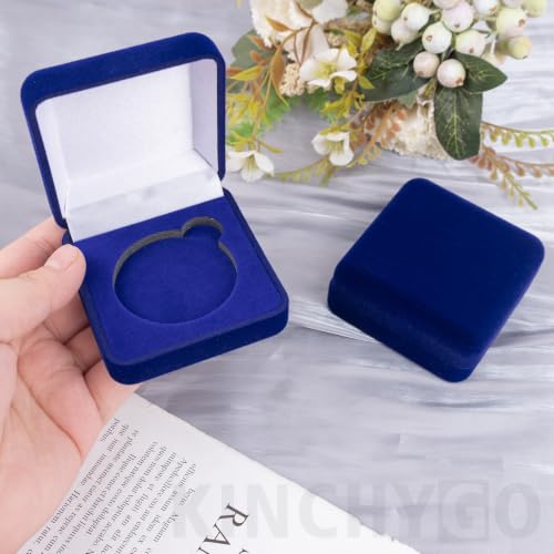 Caja para monedas de medalla terciopelo 2 pack azul compacto miniatura 4