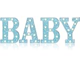 Aurelema Baby Light up Letters Large Baby Alphabet LED Letters Light Sign Baby Shower Light up Letters Battery Powered for Gender Reveal Birthday Valentine's Day Proposal Decorations (Blue)