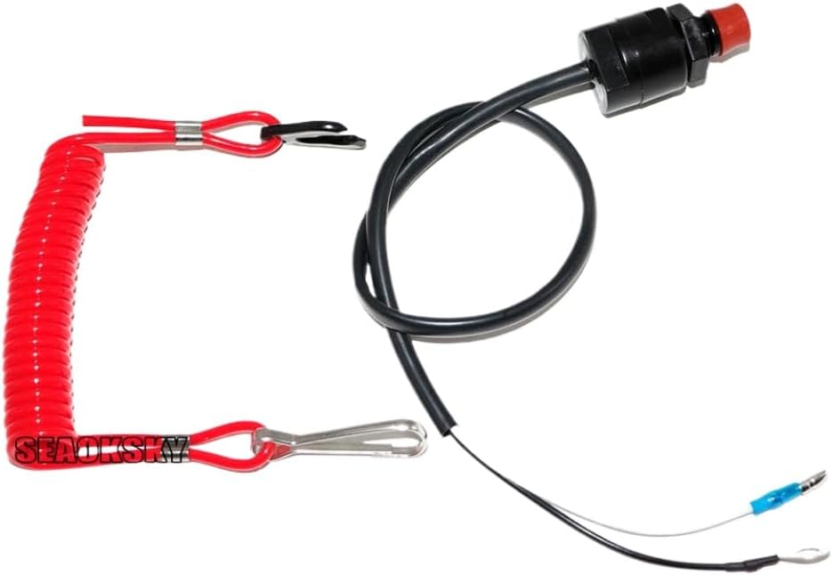 66T-82575 Boat Motor Kill Stop Switch Cut Off Switch with Tether Lanyard 12V Compatible with Automotive Motorcycle Parts for Outboard Motors for Part Number 66T-82575