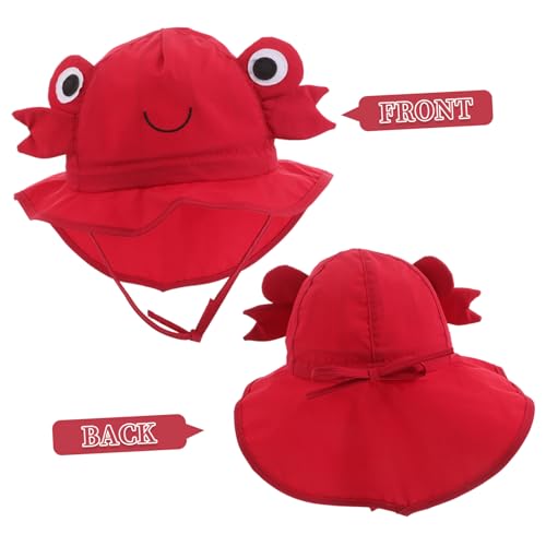 Boys and Girls Wide Brim Sun Hat Neck Flap for Uv Quick-Dry Cartoon Crab Bucket Cap for Beach Outdoor Fun Breathable Boy Girl Sun Hat for Boy Girl Boys and Girls Years Red3