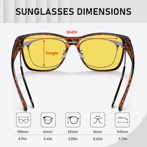 Image of GEGURI Night Vision Glasses, Night Driving Fit Over Glasses Polarized Anti-Glare for Men & Women Yellow Lens