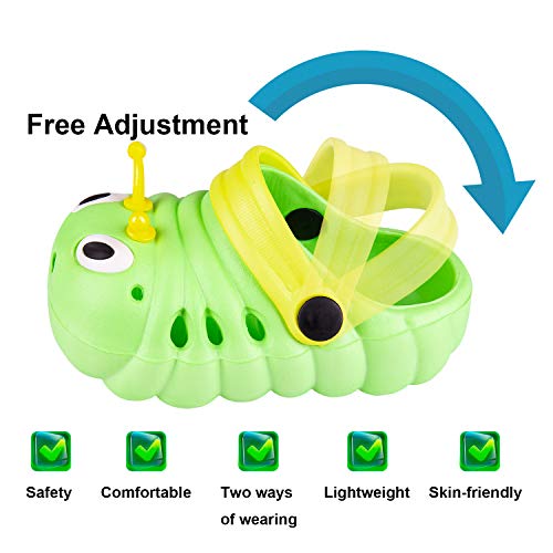 Baby Girls Boys Sandals Kid's Cute Lightweight Shoes Summer Premium Cartoon Sandals Children Caterpillar Non-Slip Beach Water Clogs Shoes Garden Slipper(Green,8) S25 #TOP1