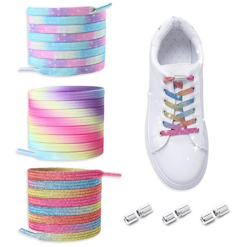 YzmrBdqc 3 pares de cordones, cordones elásticos sin atar, cordones elásticos con cápsulas metálicas, cordones lasticos para niños y adultos - cordones de goma para zapatos de cierre rápido, Como se
