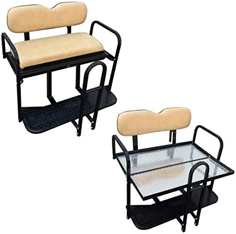 Performance Plus Carts EZGO TXT Golf Cart Rear Flip Back Seat Kit – Factory Tan (Fits 1995-2013)