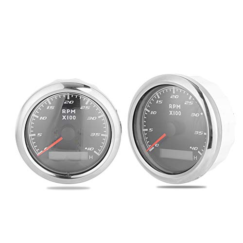 Tacómetro, Yosoo Tacómetro Universal para Barco de 3 3 Pulgadas Tacómetro Marino Medidor de Horas LCD 12 V/24 V para Contagiri Contagiri Barca Tacómetro Universal para Barco Tacómetro Marino Tacómetro