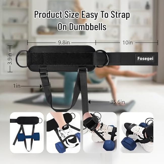 Ankle Straps for Dumbbell and Cable Machine, Dumbbell Foot Attachment with Longer Stronger Nylon Strap, Tibialis Trainer, Leg Extensions, Hamstring Curls for Women and Men