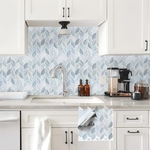 Tilingview 10 Pcs Leaf Design Peel and Stick for Kitchen