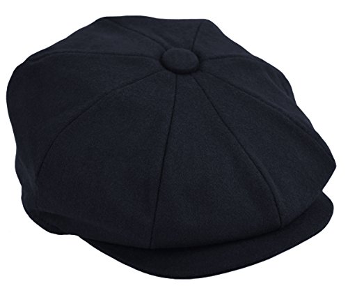 Men's Wool Newsboy Cap, Herringbone Driving Cabbie Tweed Applejack Golf Hat (Navy, X-Large) - Thumbnail 6