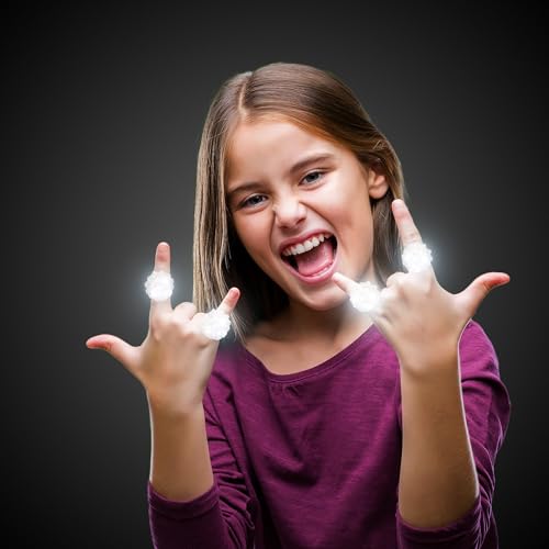 Fun Central 24-Pack - White LED Light Up Jelly Bumpy Rings - Fun and Colorful Bulk Pack Party Favors