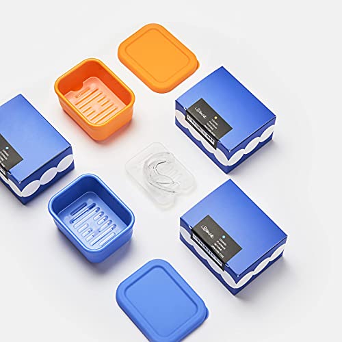 Losand Flexcase – Denture Baths That Never Leak – Leakproof Airtight Lids Denture Cup – Non Toxic Food Grade Platinum Silicone Retainers Case – Assorted Colors – (Blue) #TOP5