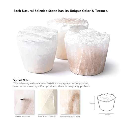 Image of MIYA LIFE Nature Crystal Passive Diffuser Stone Essential Oil Diffuser Hand Carved Selenite Stone Diffuser - Perfect for Meditation Reflection Bedroom Decoration (1 Piece, Cylinder Diffuser)