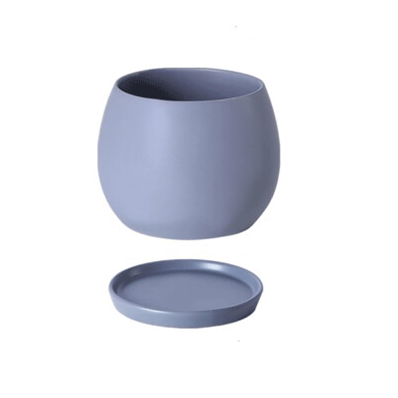guiling-1986 Pots for Plants Ceramic Flower Pot With Saucer, Colors, Minimalist Round Design, Matte Finish Flower Pot(Gris,Small)