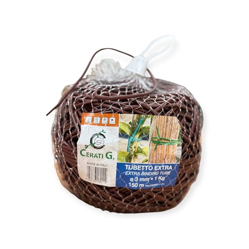 Gro Garden Products 3mm x 150m (495ft) Plant Ties for All Plants, Garden Ties, Flexible Tying Tube, Flexi Plant Tie, Plastic, Soft & Flexible, UV Stable, for Garden Plants - 10 Year Life, Brown