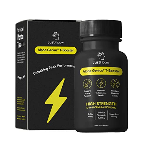 Alpha Genius® Testosterone Supplements for Men – Improve Recovery, Energy Levels & Muscle Function – Testosterone Booster Formulated with Tribulus Terrestris, D-Aspartic Acid & Maca Roots