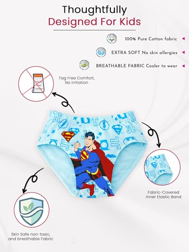 Image of BODYCARE Justice League Boys Cotton Brief Pack of 3 | Superhero Printed Kids Innerwear | Soft Breathable Cotton | Ultra Soft Elastic Waistband | Comfortable Underwear
