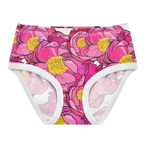 Pink Peony Flowers White Girls Underwear Toddler 2t Cotton Cute Panties Girl Bright Underpants Briefs - Main Image
