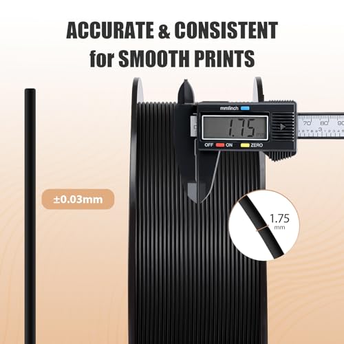 Image of ERYONE Matte PLA Lite 3D Printer Filament 1.75 + /- 0.03mm, Matte Filament 1KG(2.2LBS) Spool, Black