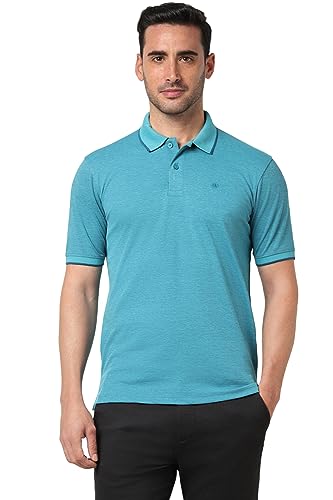 Image of Peter England Men's Premium Branded Regular Fit Half Sleeve Polo T-Shirt | Cotton Rich | Birds Eye Interlock Weave| No Pocket