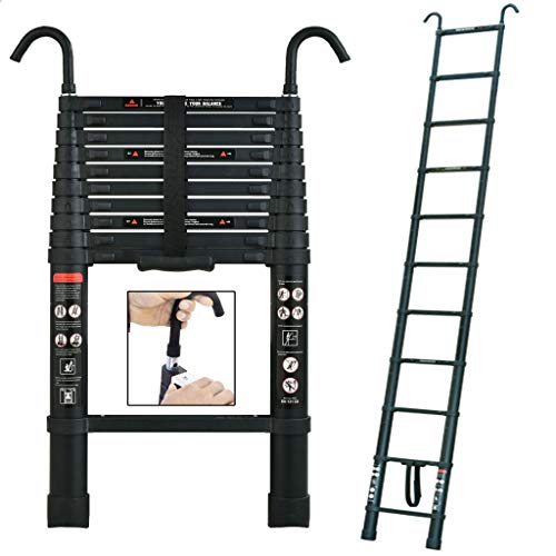 3.2 metros Escalera Telescópica con 2 Ganchos de Seguridad Escalera Extensión Multiusos...
