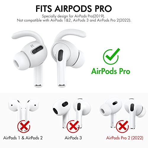 Image of AhaStyle 3 Pairs AirPods Pro Ear Hooks Covers Headphone Accessories, White | Added Storage Pouch, Anti Slip, Secure Fit, Comfortable Silicone Ear Tips Compatible with Apple AirPods Pro 2019