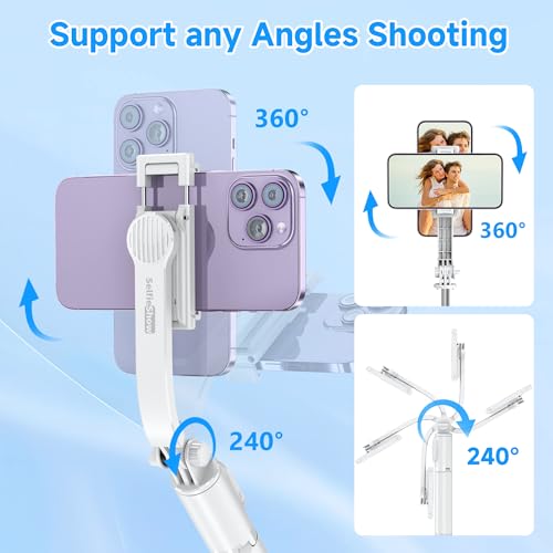 Image of Selfie Stick, Lightweight Tripod for iPhone, 360 Rotation Phone Tripod with Detachable Wireless Remote & Clip, Portable Selfie Stick Phone Stand for Live Streaming /Selfie /Video Recording