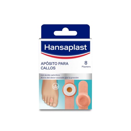 Hansaplast Apósito adhesivo para callos, ayuda a eliminar callos y durezas, tratamiento para pies con ácido salicílico, alivio inmediato del dolor por presión, 8 unidades