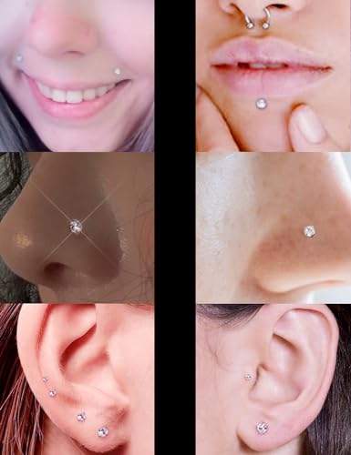 Prjndjw Threadless Nose Rings Stud 16G 6Mm Flat Back Nose Stud Surgical Steel Push In Nose Rings Opal Heart Cz Hypoallergenic Nose Piercing Lip Medusa Tragus Studs Earrings Piercing Taper thumb #4
