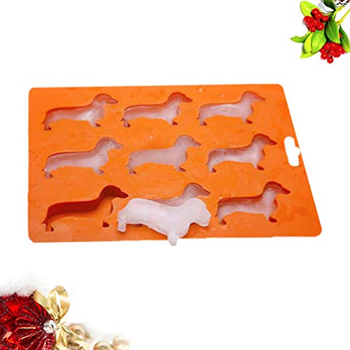 Hemoton Teckel hond gegoten siliconen ijsblokjesvorm ijsblokjesschaal dienblad voor whisky cocktails 9 roosters - Image 6