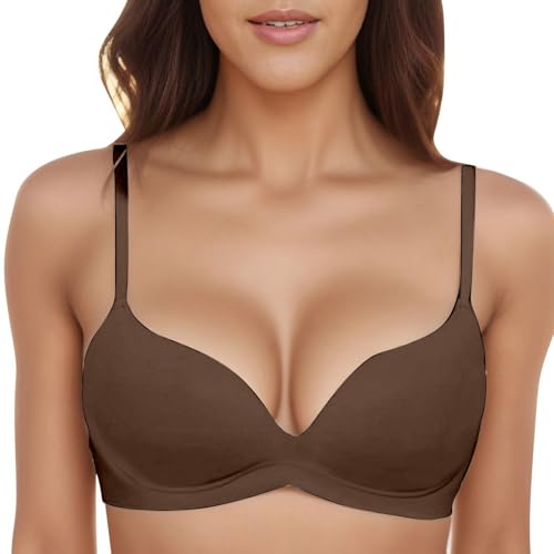 Reggiseno super push up da donna con ferretto, estremamente imbottito, per seni piccoli, tenuta forte, sexy, senza cuciture, morbido, comodo, classico, con reggiseno regolabile, A01 Caffè, 40