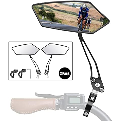 Bike Mirror, [2pc, Pair] Diyife HD Wide Angle Large Bicycle Rear View Mirror, 360°Adjustable Explosion-Proof Bicycle Mirrors for Handlebar 22-25mm, Shockproof for Mountain Road Bike Scooter Motocycle Cover