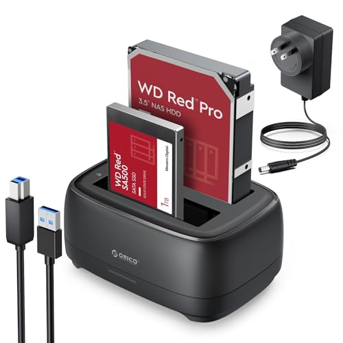 Image of ORICO Dual Bay Hard Drive Docking Station USB 3.0 to SATA III for 3.5inch HDD Max Up to 40TB Support UASP Tool-Free for Files Backup /Game Load (Without Cloner Function)-DD28