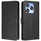 LMFULM® Hülle für Oukitel C50 (6,8 Zoll) PU Leder Hülle Brieftasche Lederhülle Magnetverschluss Handytasche Stand Ledertasche Flip Cover Holster Schwarz