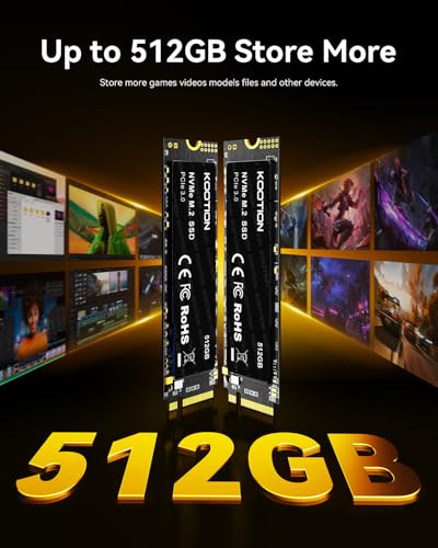 Image of KOOTION 512GB PCIe 3.0 M.2 Internal Solid State Drive PCle 3.0x4 SSD NVMe M.2 2280 Internal SSD Up to 2900MB /s PCIe Gen 3 NVMe SSD Less Heat Large Storage M.2 Internal Solid State Hard Drive for PC