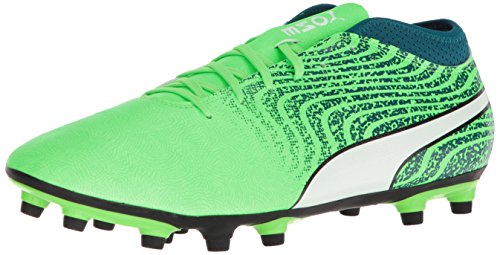 PUMA Men's One 18.4 Firm Ground Soccer-Shoe, Green Gecko White-deep Lagoon, 12 M US