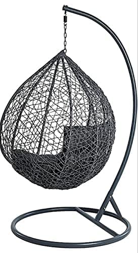 Image of Single Seater Swing Chair with Stand for Home & Cushion & Hook Outdoor Indoor | Balcony |Garden |Living Room |Garden | Patio | Home Improvement|(Swing Black with Cushion Grey)