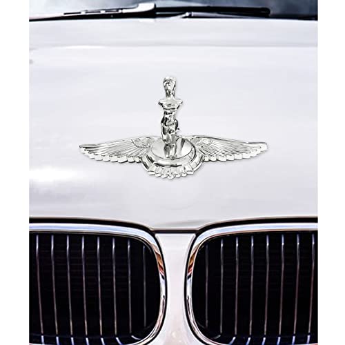 Image of Goddess Hood Ornaments for Cars Angel Flying Wings Logo Car Front Bonnet Stand Cars Metal Stickers Decals 3D Emblem Badge Auto Sticker Symbol Hood Ornament for Trucks Vehicle (Chrome Sliver)