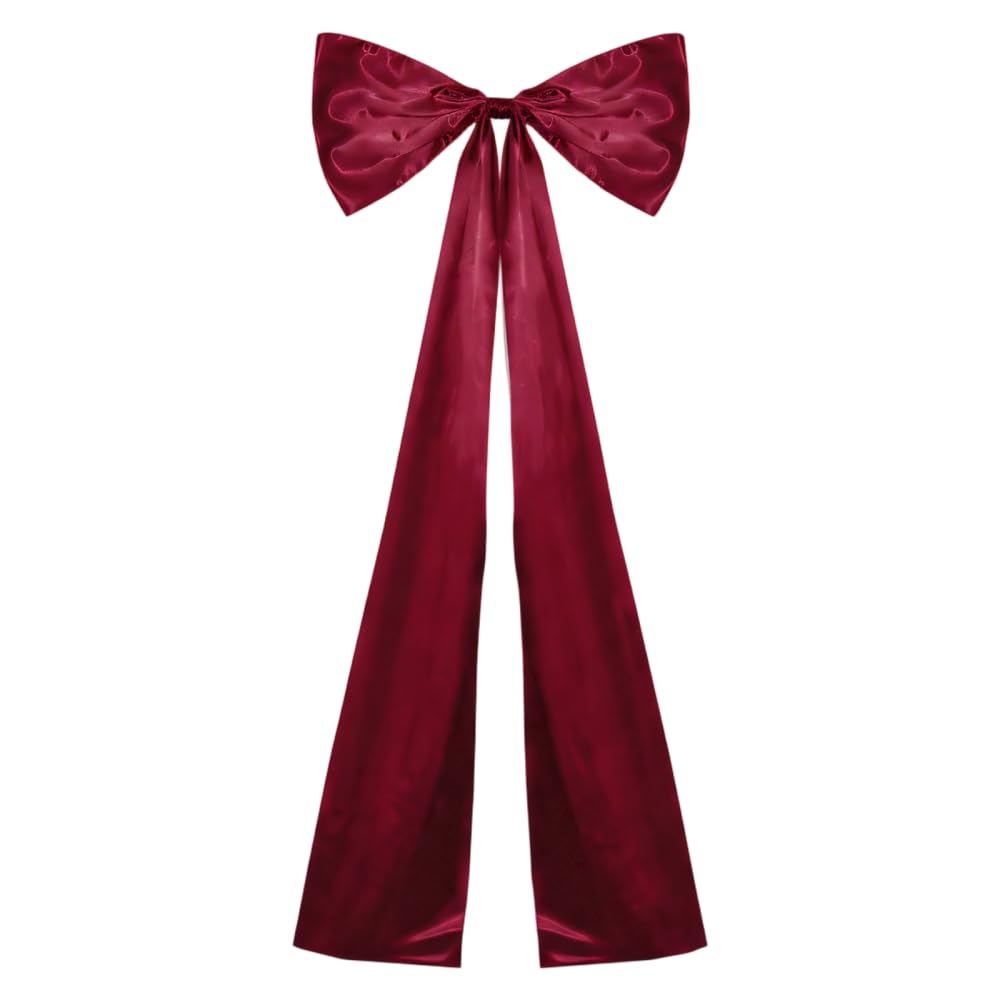 MiOYOOW Valentine Pink Bow, 19.7"× 46.1" Large Bow Wedding Decorations Lined with Iron Wire for New Year Door, Wall, Fireplace Decor