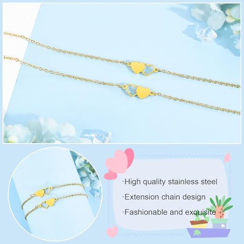 2/3 Pcs Mother Daughter Bracelets Silvery Golden Gifts for Mommy and Me Matching Heart Bracelets Mothers Day Birthday Christmas3