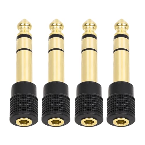 Aqdocvf 4-Pack 3.5mm to 1/4' Adapter, Upgrade Headphone Jack Adapter, 1/4' to 3.5mm Stereo Headphone Adapter Gold Plated for Aux Cable, Headphones, Piano, Drums, Amp Adapters