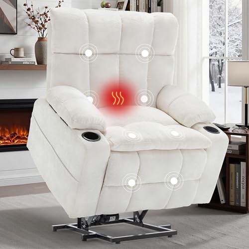 Image of Korser Oversized Dual Motor Power Lift Recliner for Elderly with Massage and Heat, Extra Wide Recliner Chairs with Adjustable Headrest, Electric Lift Chair with Storebox Cupholder, USB Ports, Type C