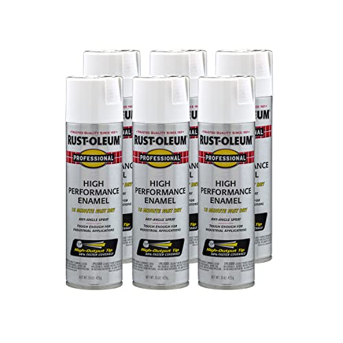 Rust-Oleum 7590838-6PK Professional High Performance Enamel Spray Paint, 15 oz, Flat White, 6 Pack