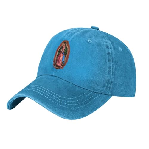 Virgin Mary Our Lady of Guadalupe Virgen De Guadalupe Baseball Cap Cotton Cowboy Hat Fashionable for Man Woman Adjustable Blue