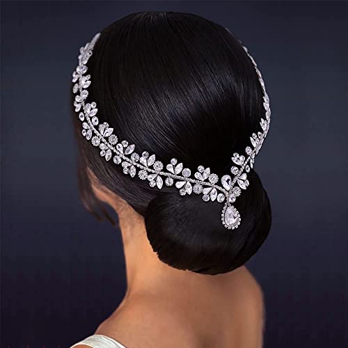 azaleas Bridal Crystal Rhinestone Headband for Women, Hair Comb with Headdress Chain and Head Jewelry Hair Pieces - Thumbnail 2