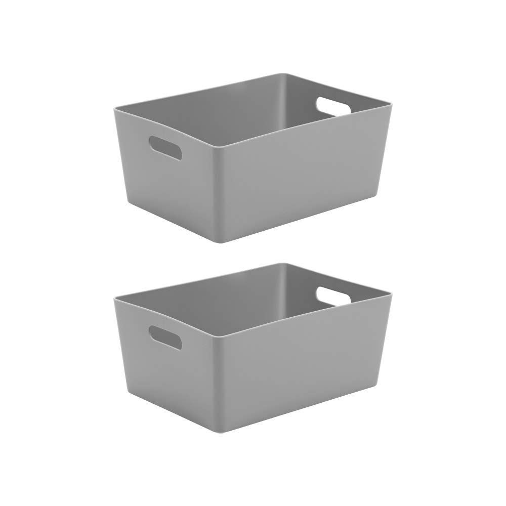 Wham Bam 5.02 Cool Grey Plastic Studio Storage Baskets Office Home & Kitchen Tidy Organiser 35 x 26 x 15cm (2 Baskets)