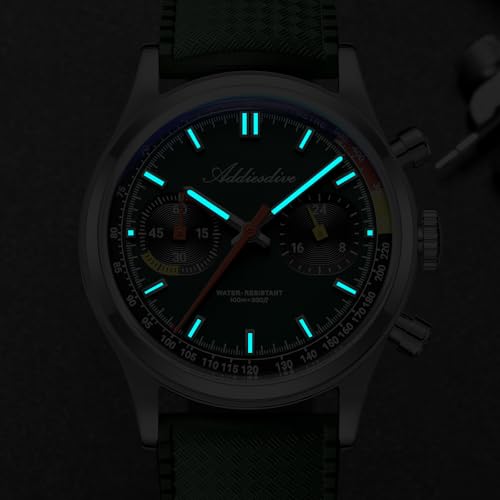 Image of ADDIESDIVE 38 MM Chronograph Watch VK64 Sweep Second Movement Tachymeter Mark FKM Rubber Strap BGW9 Super Lume Colourful Outdoor Sports Watches for Men Women