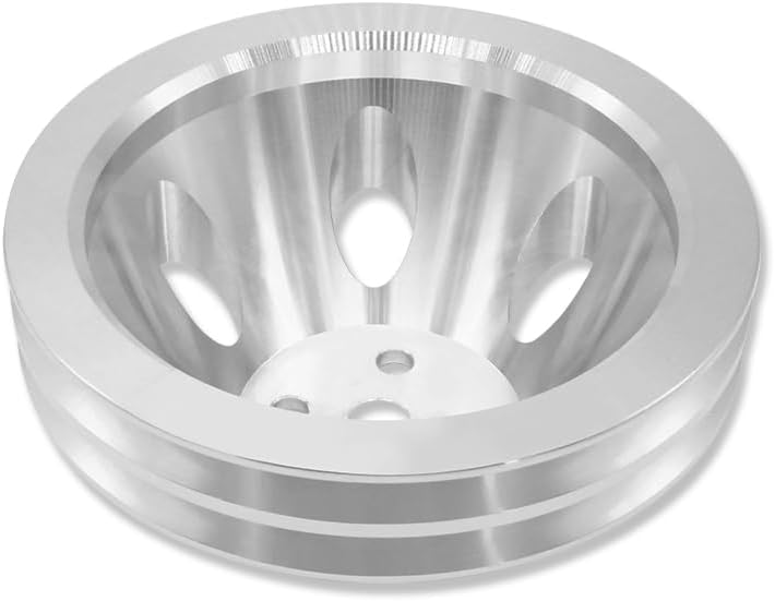 Long Water Pump Pulley Double Groove LWP for Chevy SBC 265 283 305 327 350 383 400 1955-1986 Polished Aluminum